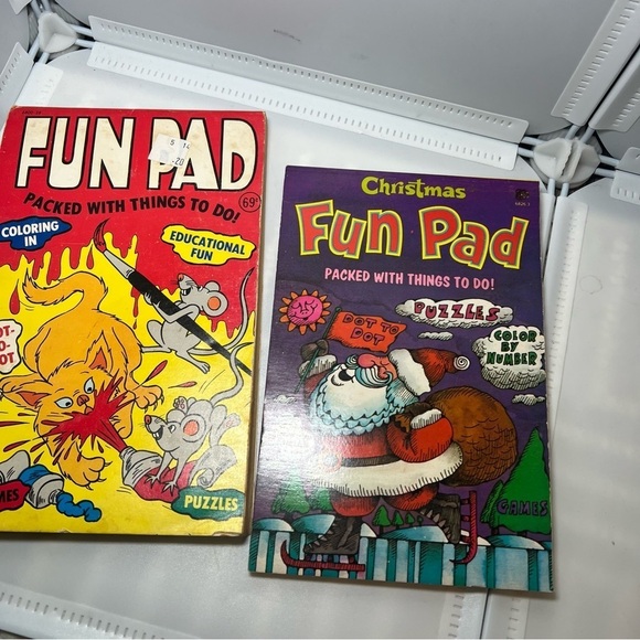 fun pad Other - Vintage Fun Pad Christmas Cat Activity Book 1983 New Lot Of 2